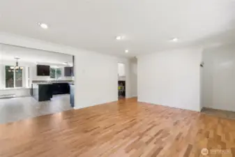 Living room adjacent to eat in kitchen