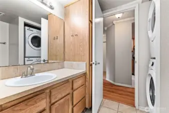 Updated bathroom with shower and tub.