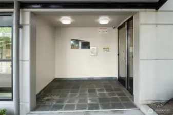 Secured entrance to the building.