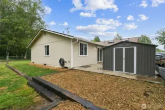 Backyard patio and shed