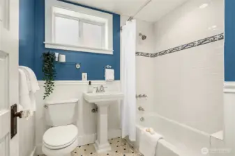 Charming remodeled bathroom.