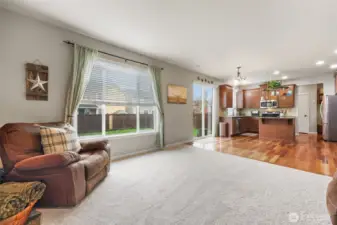 The combination of rich wood and plush carpet offers the best of both worlds--comfort and beauty experienced side by side!