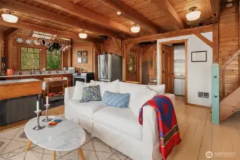 The view looking back into the great room, showing entry and bath doorways.