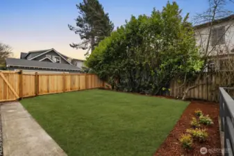 Spacious level fully fenced yard privacy.