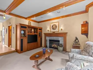 Family room is off the kitchen