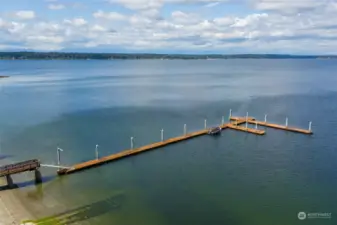 Seasonal boat docks are in the water between April and October.