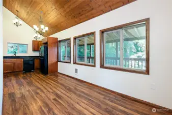 Looking from dining area towards the kitchen.