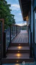 Custom Trex deck and lighting is well-crafted and functional.