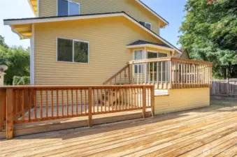 Spacious party deck ready for entertaining guests.