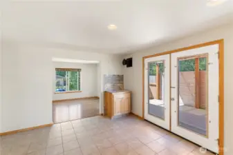 Dining Room Looking to Office and Back Yard