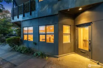 Wide sidewalks, steps from visitor parking