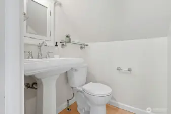 Half bathroom in the primary suite with room to expand and make this a true spa.