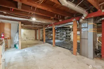 Unfinished basement waiting for your vision.