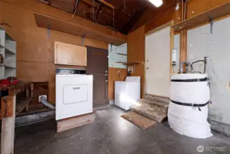 Laundry area in garage