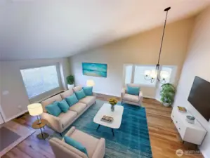 Large Living/Dining gives many options for furniture arrangements. Virtually staged