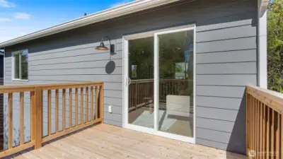 Photos for reference.  Same floorplan, similar features. Deck off main level.