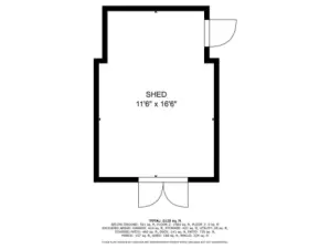 Shed is located in rear yard by the garden