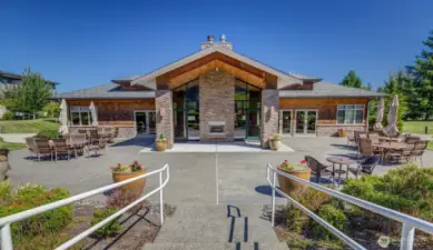 Outdoor gathering space near the clubhouse