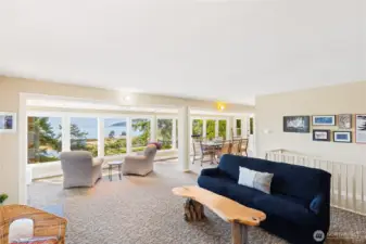A look across the great room toward the huge view windows.