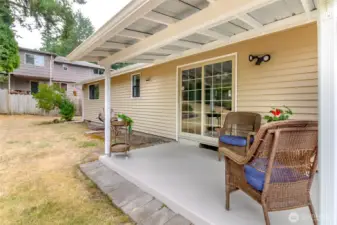 Covered back patio, to extend your outdoor entertaining.