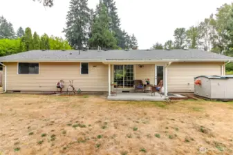 Note the shed for additional storage needs.