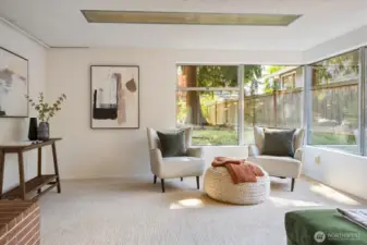 The family room has space to spare and easy zone layout.