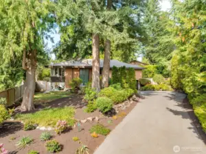 The winding driveway welcomes you home.