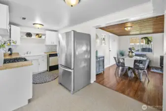 The kitchen offers functional workspace.