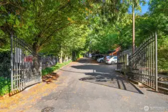 Imagine...through the gate and across the street.