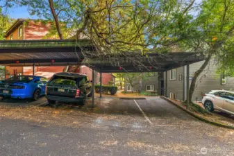 Covered and deeded parking just outside your front pathway that leads you to your home. PLUS guest parking.