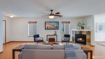 Unwind by the inviting gas fireplace, creating a cozy and relaxing setting all year long