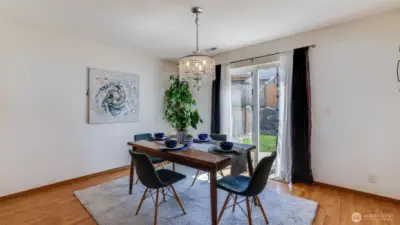 This elegant dining area is ideal for hosting gatherings or enjoying everyday meals