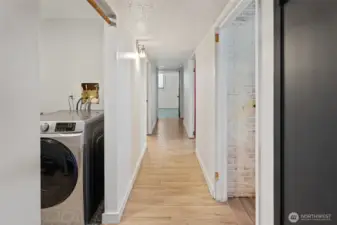 Hallway towards rooms and bathroom-downstairs