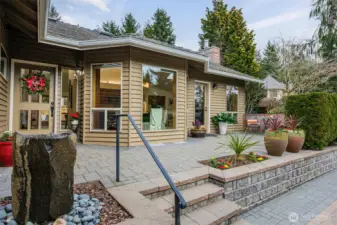 Beautiful water feature greets you just before the private patio.