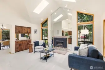 Enjoy the cozy gas fireplace.