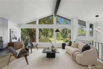 Living room virtually staged to illustrate potential furniture placement.