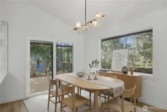 Dining room virtually staged to illustrate potential furniture placement.