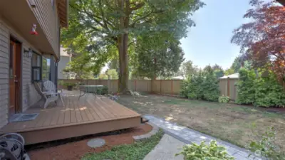 Two access points from the home to the back deck, fully fenced and private.