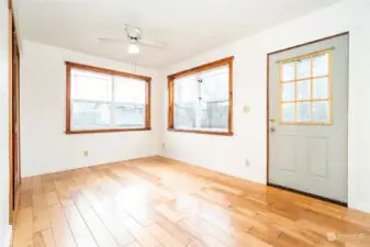 Primary bedroom on main floor with access to back yard.