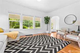 The home has some of the original hardwood floors with 9' ceilings.