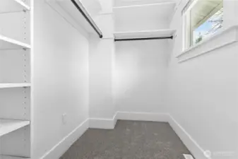 Walk in closet to the Primary bedroom on the main floor.