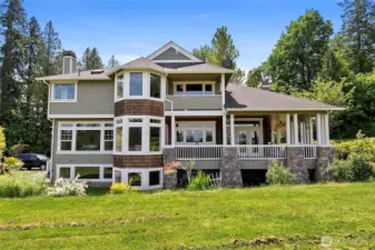 North side of the house designed with abundance of windows. View of Mount Baker from the upper floor.