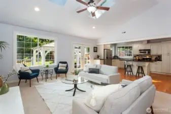 You can see outside, those double doors take you to the large trex decking with gazebo