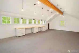Generous 864sf Studio studio for office, storage, hobby, above the garage.