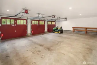 Light, bright 3 car garage