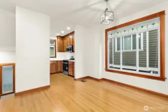 Newly refinished hardwood floors.