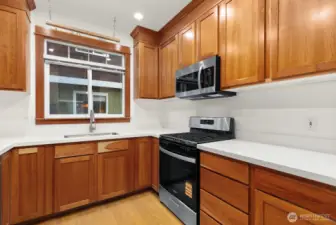 Lots of storage space and cabinets.