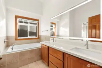 5 piece, updated bathroom on the upper floor.