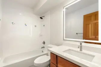 Updated, full bath on the lower floor.