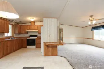 Kitchen and Living Room from Dining area